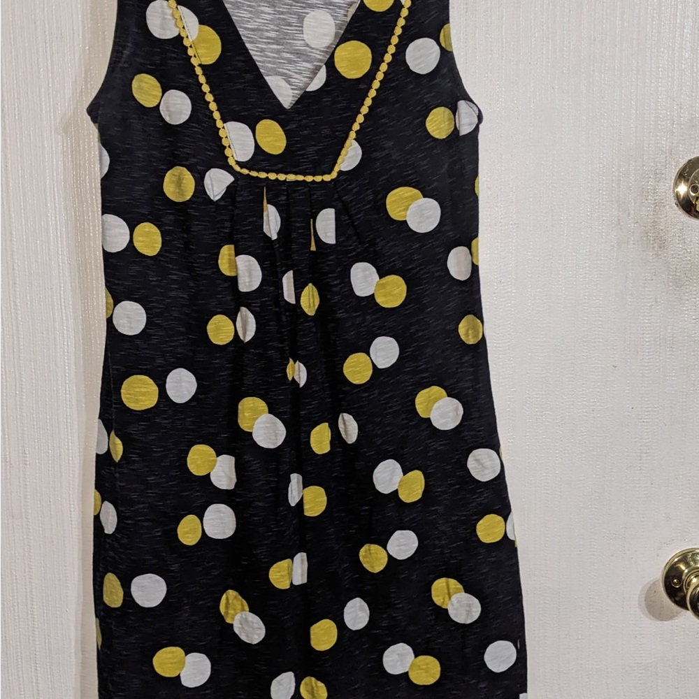 Charming Black Dress with Yellow and White Polka Dots